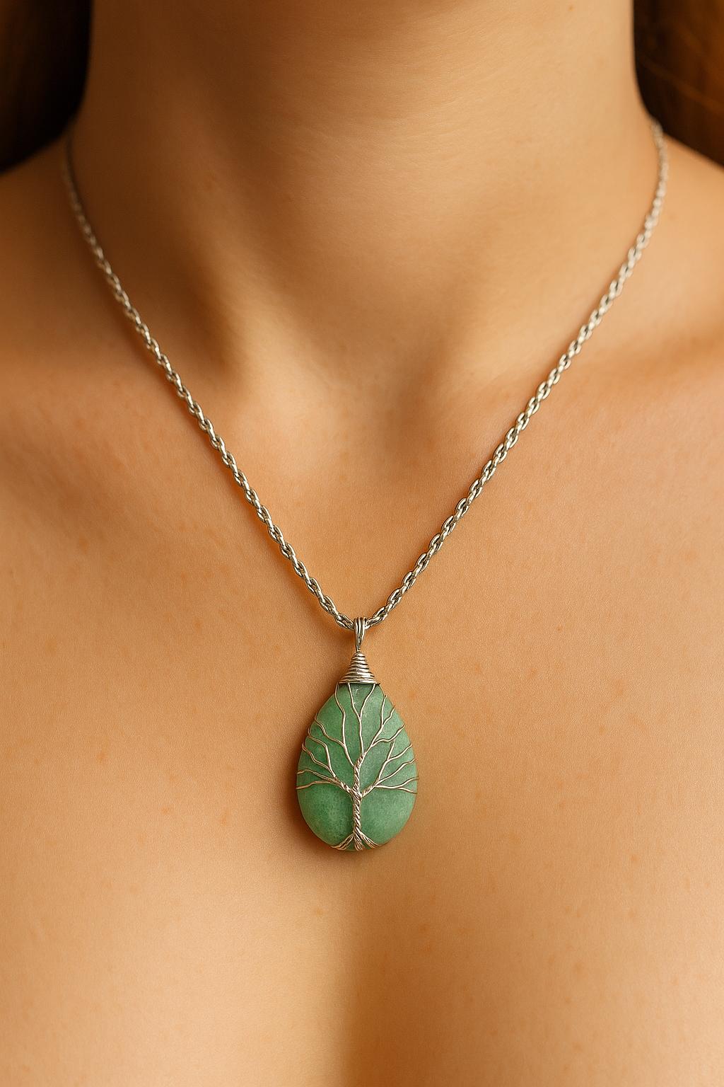 Tree of Life Gemstone Pendant β Handcrafted Crystal Necklace