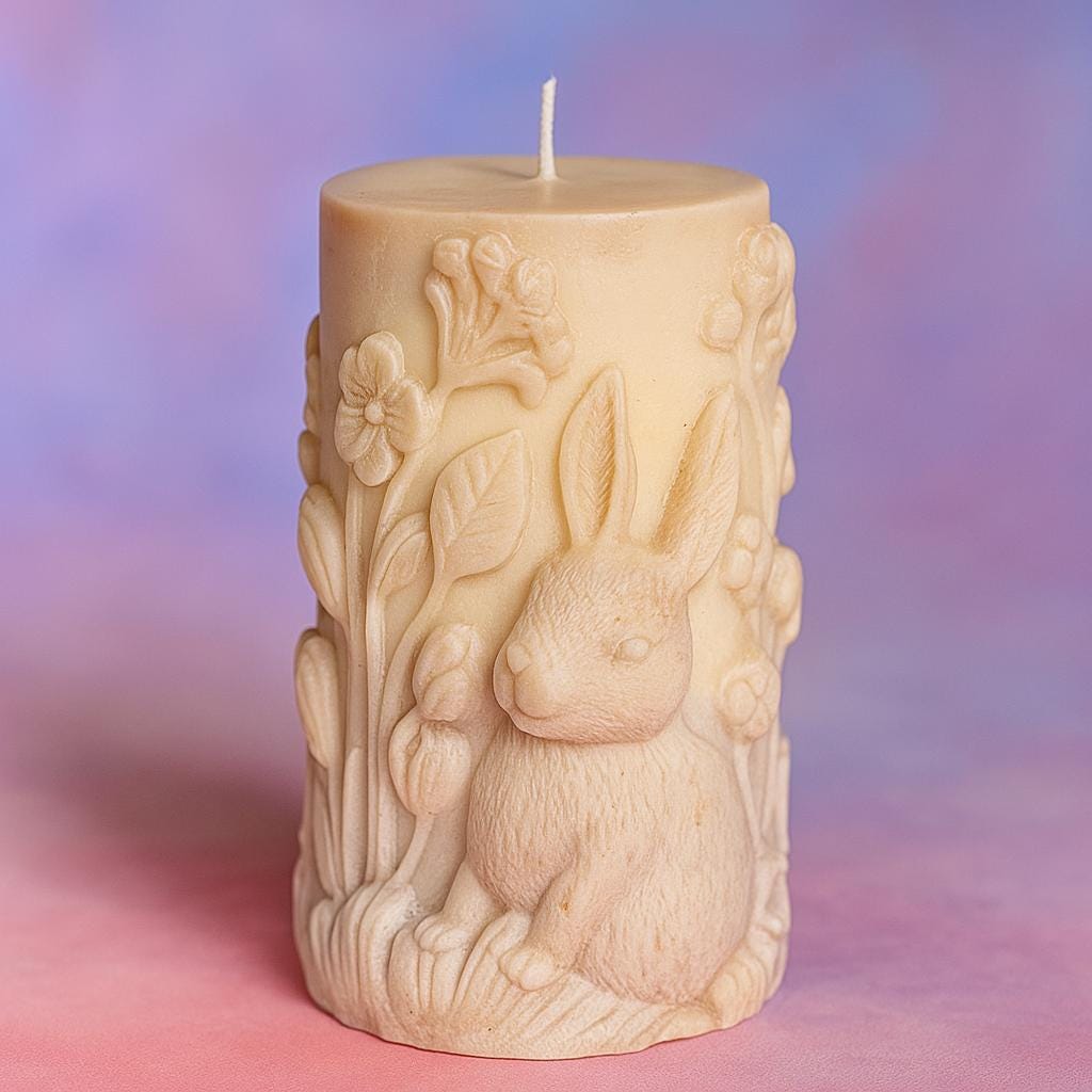 Meadow Bunny – 100% Soy Wax Handmade Candle · Natural Cotton Scent · Decorative Rabbit Candle for Cozy Homes 10 oz (≈ 283 g)