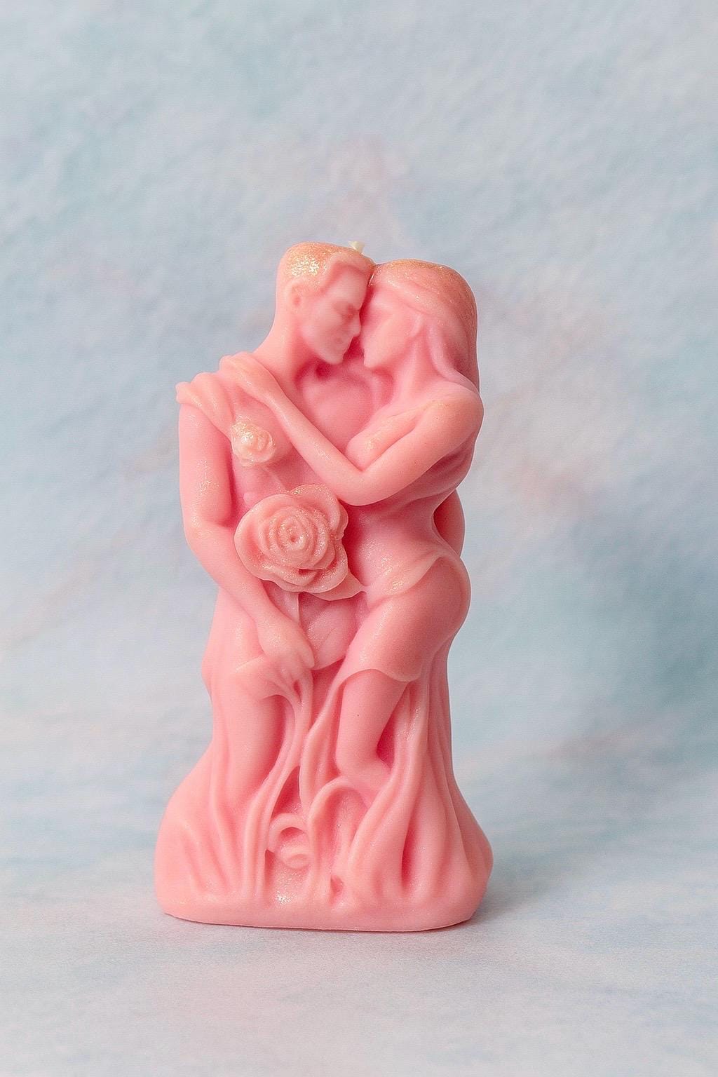 Pink Glitter Couple Candle • Romantic Soy Wax Sculpture • Anniversary Gift • Handmade Bedroom Decor (3.2 oz)