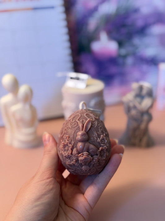 Egg Candle: Handmade Soy Wax Bunny Decor, eco soy wax (4 oz)