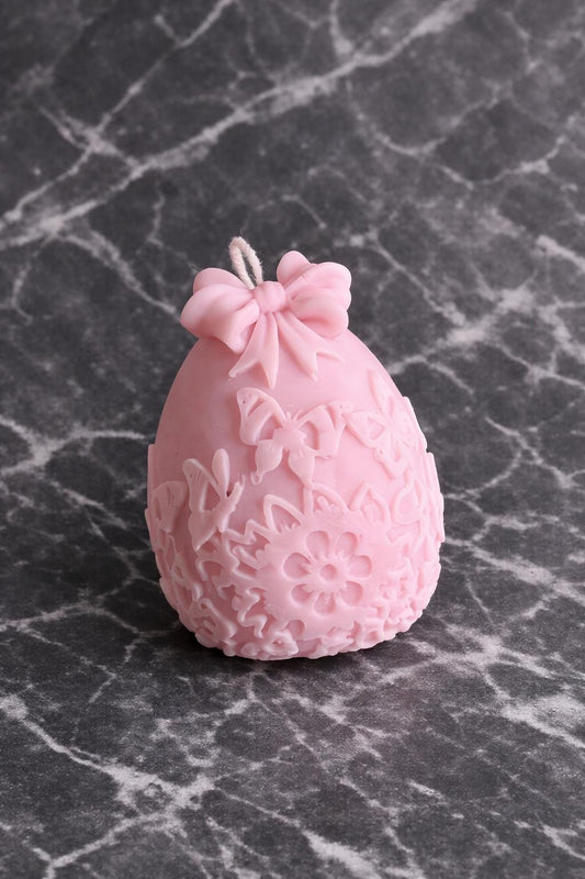 Handmade Egg Candle • Soy Wax Sculptural Decor • Pink Pastel Candle • Cottagecore Home Accent (3.5 oz)