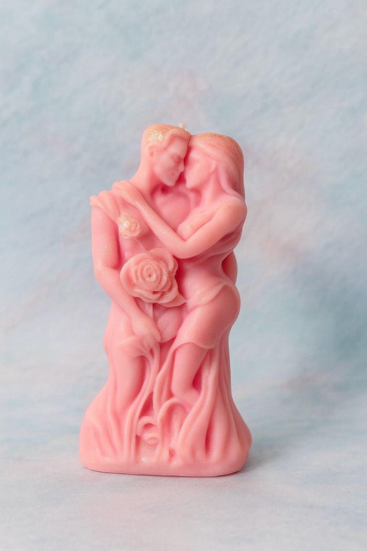 Pink Glitter Couple Candle • Romantic Soy Wax Sculpture • Anniversary Gift • Handmade Bedroom Decor (3.2 oz)