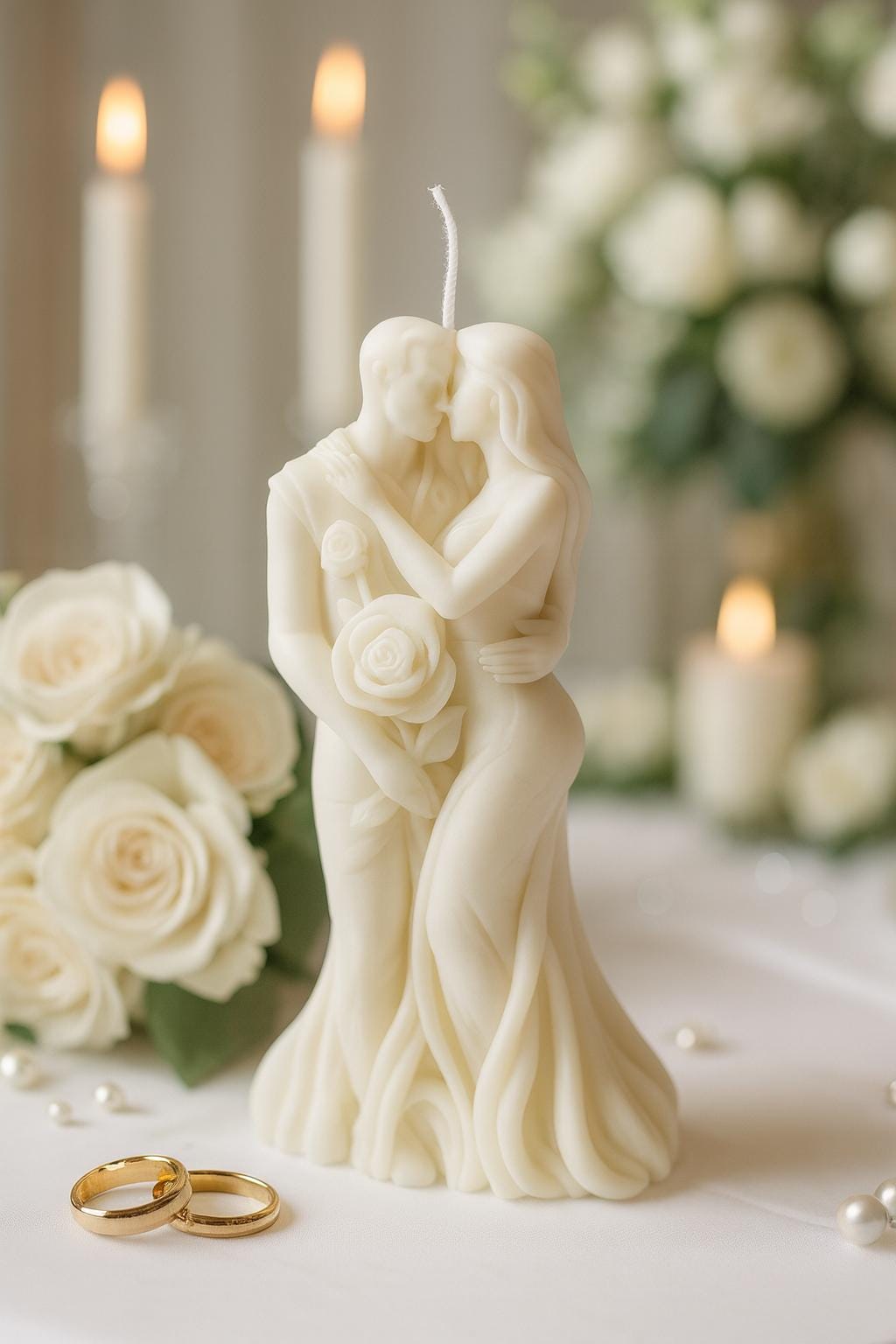 Handmade Sculptural Couple Candle •Romantic Soy Wax Decor •Lovers Figurine Candle •Anniversary Gift for Her •Wedding Table Accent (3.2 oz)