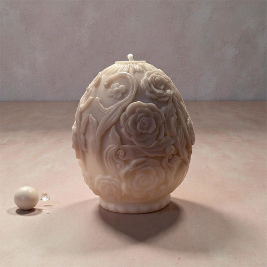 Handmade Egg Candle: 100% Eco Soy Wax Floral Decor (8 oz)